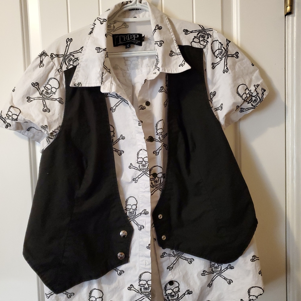 Button up shirt with attached vest